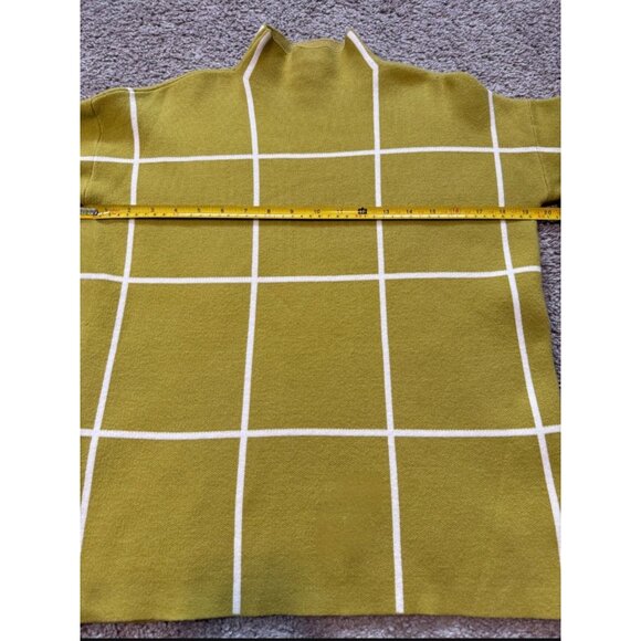 Cynthia Rowley Womens XS Olive & White Grid Turtleneck Sweater Soft - Picture 3 of 9
